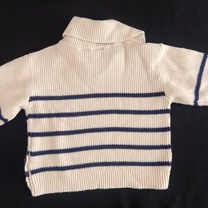Zara Striped Knit Sweater with Anchor Buttons 18-24M Cream & Navy NWT